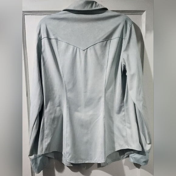 Guess Y2K Blue Faux Suede Snap Button Shirt Women size L - Picture 3 of 8